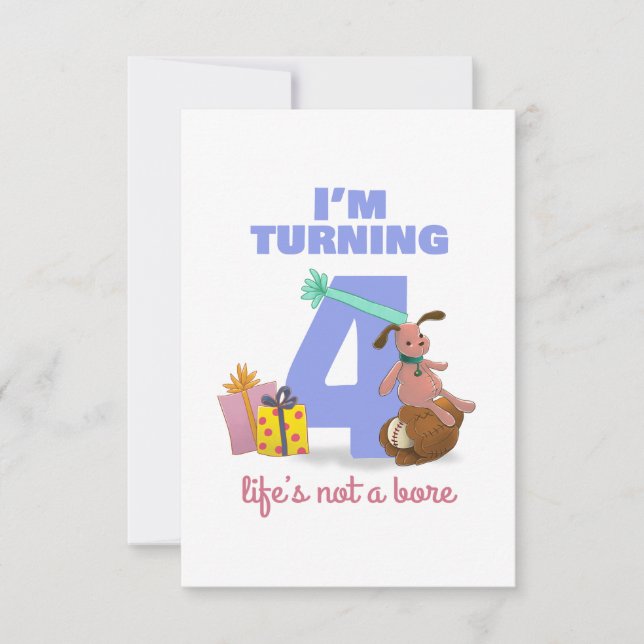 I'm turning 4 Happy Birthday kids card (Front)