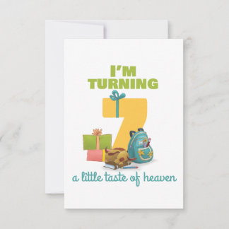 I'm turning 7 Happy Birthday card for kids