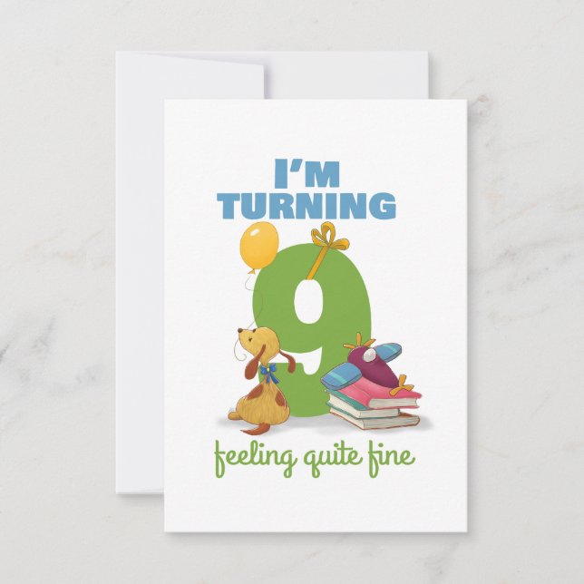 I'm turning 9 Happy Birthday card for  kids (Front)