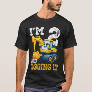 I'm Two 2nd Years Old Birthday Boy Excavator Const T-Shirt