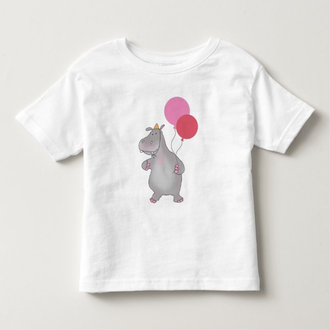 I'm Two Hippo with Balloons Toddler T-Shirt (Front)