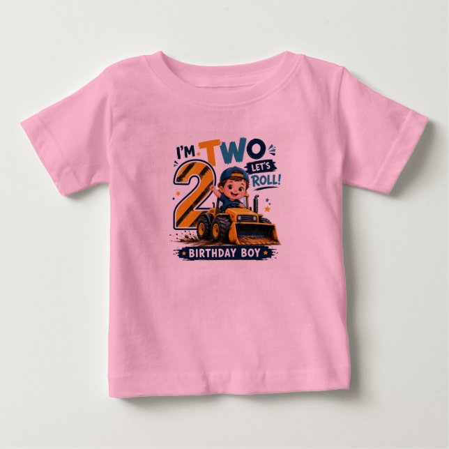 I'm Two Let's Roll Birthday Boy Toddler T-Shirt (Front)