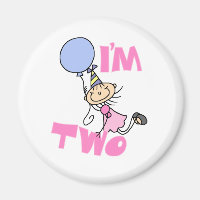 I'm Two Stick Figure Girl Birthday T-shirts