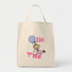 I'm Two Stick Figure Girl Birthday T-shirts Tote Bag
