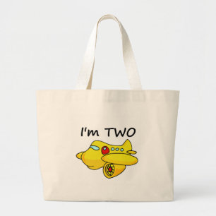 I'm Two, Yellow Plane Large Tote Bag