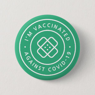 I'm Vaccinated   Covid Vaccine Green Bandaid 6 Cm Round Badge