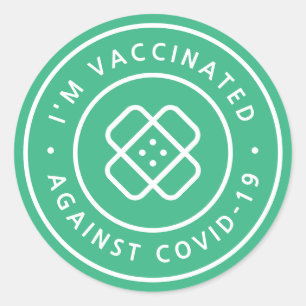 I'm Vaccinated   Covid Vaccine Green Bandaid Classic Round Sticker