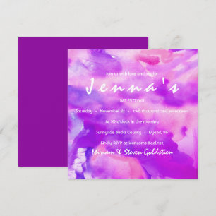 I'M VIOLET WATERCOLOR Bat Mitzvah Invitation