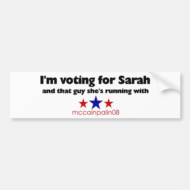 I'm Voting for Sarah Bumper Sticker (Front)