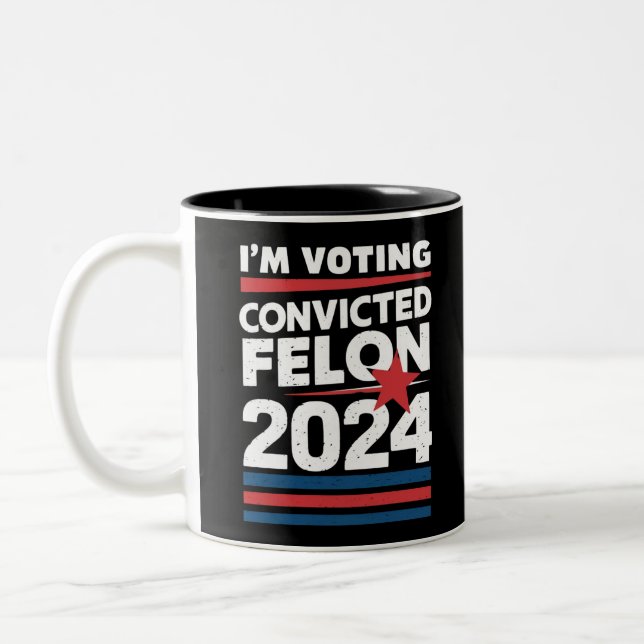 I'm Voting For The Convicted Felon Pro Trump 2024 Two-Tone Coffee Mug (Left)