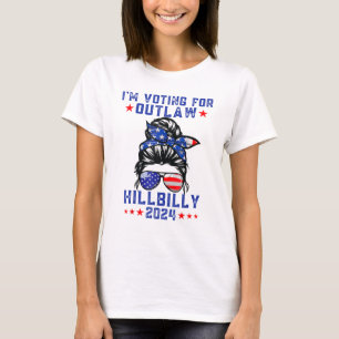 I'm Voting For the Outlaw Hillbilly 2024 US Flag T-Shirt