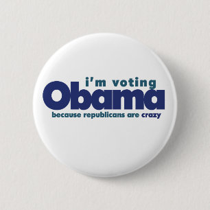 I'm voting OBAMA 6 Cm Round Badge
