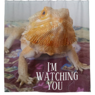 I'M WATCHING YOU Funny Bearded Dragon Photo Design Shower Curtain