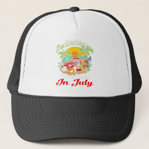 I'm Watching You Santa Christmas In July Santa Trucker Hat