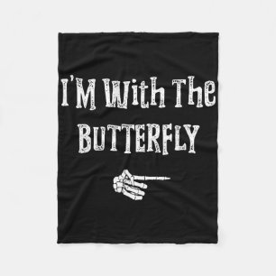 I'm With Butterfly Halloween Costume Funny Couples Fleece Blanket
