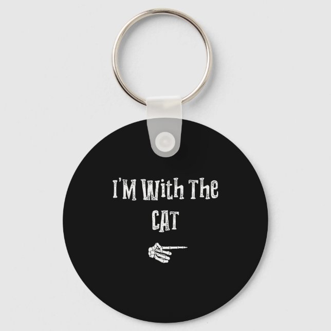 I'm With Cat Halloween Costume Funny Couples Match Key Ring (Front)
