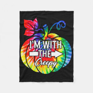 I'm With Creepy Couple Matching Halloween Costume  Fleece Blanket