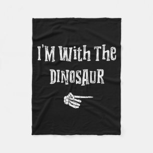 I'm With Dinosaur Halloween Costume Funny Couples  Fleece Blanket