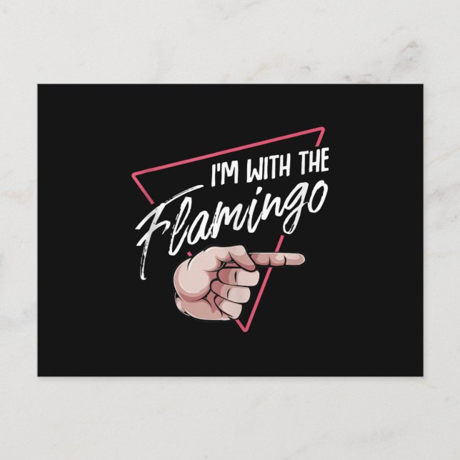 Im With Flamingo Halloween Matching Couple Costume Announcement Postcard (Front)