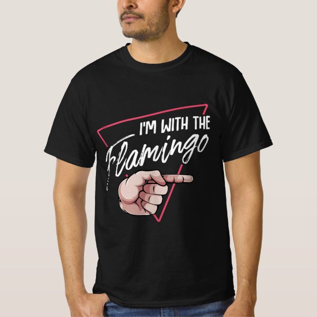 Im With Flamingo Halloween Matching Couple Costume T-Shirt (Front)