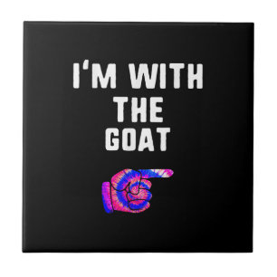 I'm With Goat Tie Dye Halloween Matching Couple Ceramic Tile