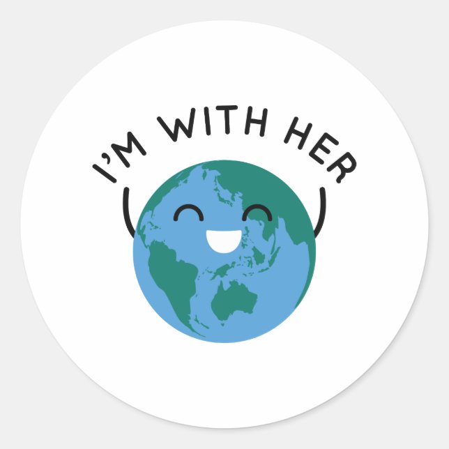 I'm With Her Classic Round Sticker (Front)
