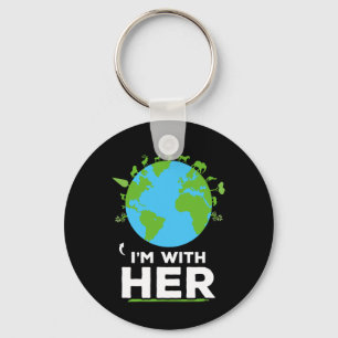 I'm With Her Earth Shirt Environment Awareness Ear Key Ring