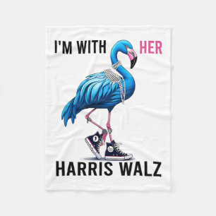 I'm With Her Harris W Flamingo Vote Blue Fleece Blanket