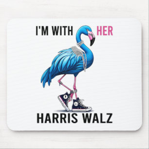 I'm With Her Harris W Flamingo Vote Blue  Mouse Pad