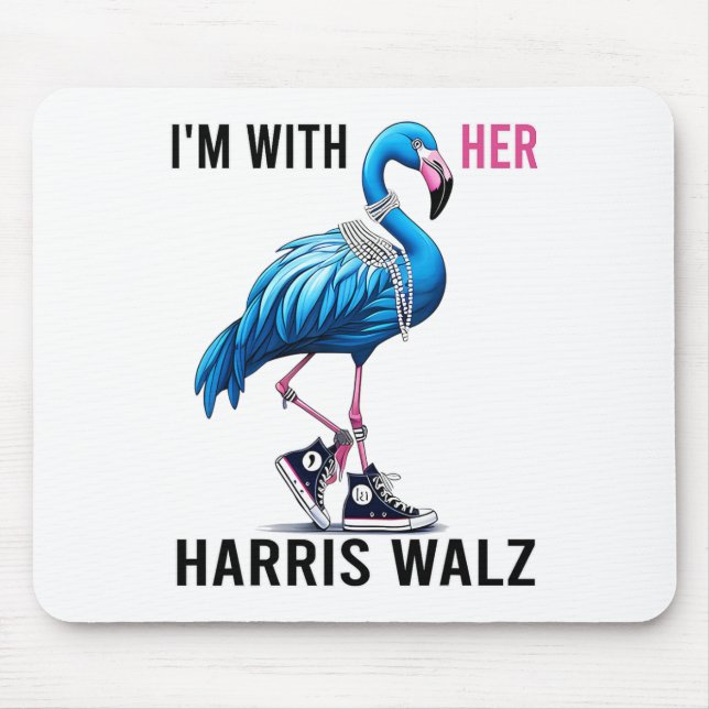 I'm With Her Harris W Flamingo Vote Blue  Mouse Pad (Front)