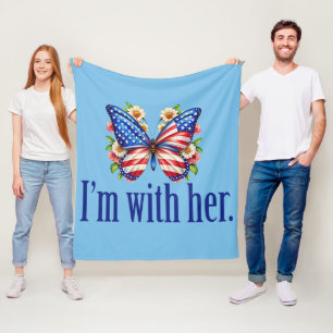 I'm With Her Kamala Blue Butterfly Fleece Blanket