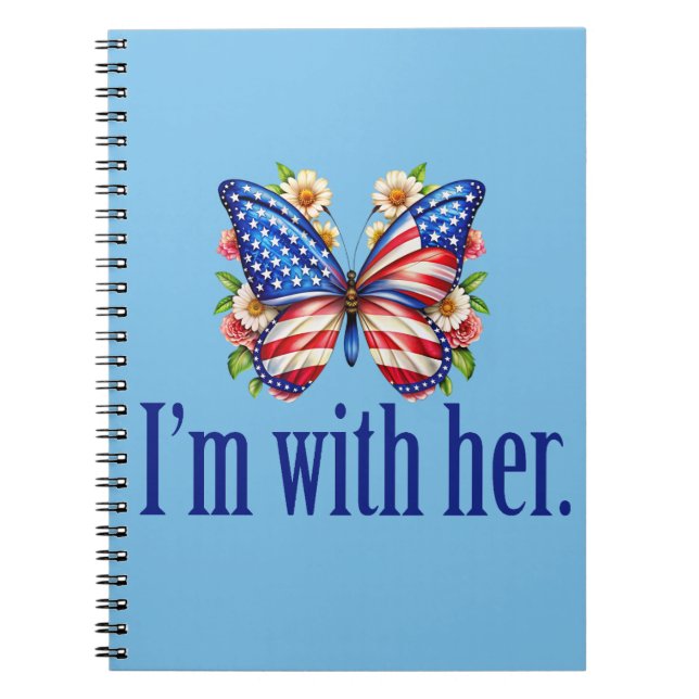 I'm With Her Kamala Blue Butterfly Notebook (Front)