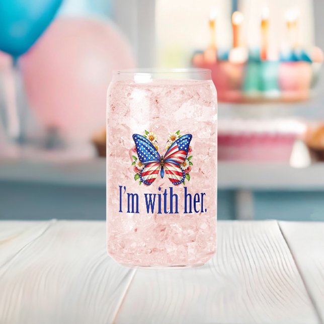 I'm With Her Kamala Harris for President Butterfly Can Glass (Insitu (Baby Shower))