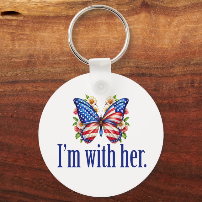 I'm With Her Kamala Harris for President Butterfly Key Ring (Front)