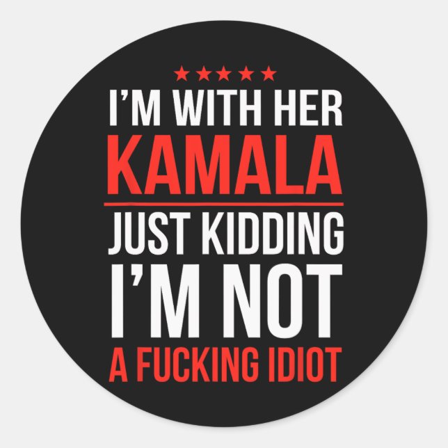 I'm With Her Kamala President Kamala Harris W 2024 Classic Round Sticker (Front)