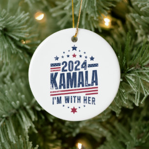 I'm With Her Kamala Vote For 2024 Kamala-Harris Ceramic Ornament