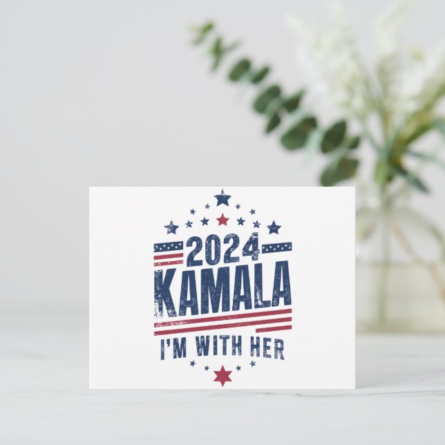 I'm With Her Kamala Vote For 2024 Kamala-Harris Postcard (Standing Front)
