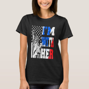 I'm with Her Statue of Liberty USA Flag Retro Vint T-Shirt
