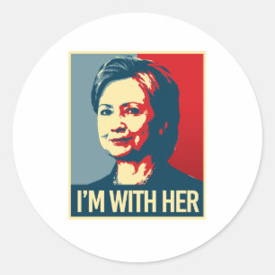 i'm with hillary poster - -  classic round sticker