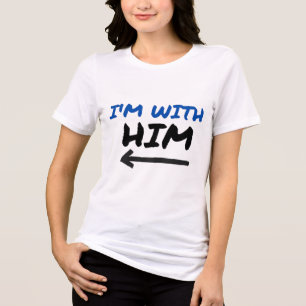 I'm With Him - Matching Couple Arrow Right Tri-Blend Shirt