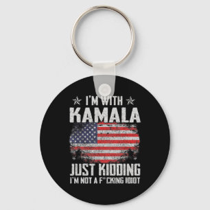 I'm With Kamala Just Kidding Not Idiot Us Flag Ele Key Ring