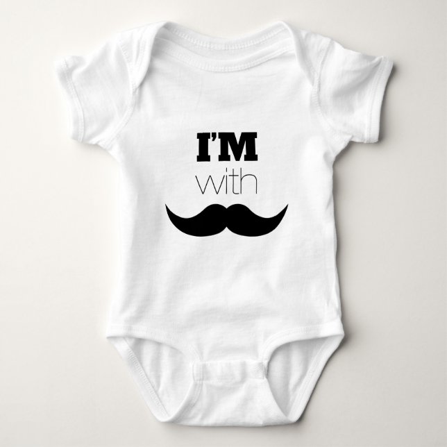 I'm With Moustache Baby Bodysuit (Front)