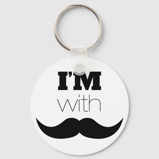 I'm With Moustache Key Ring (Front)