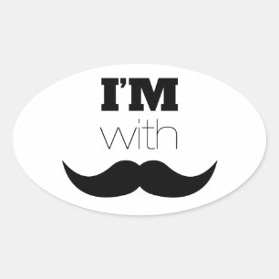 I'm With Moustache Oval Sticker