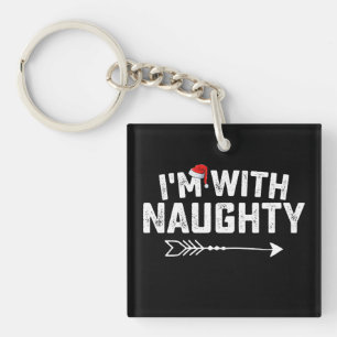 I'm With Naughty Matching Christmas Couples Key Ring