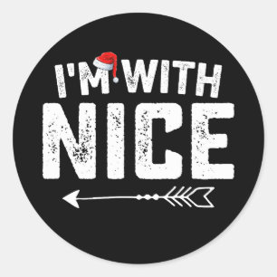 I'm With Nice Matching Christmas Couples Family Classic Round Sticker
