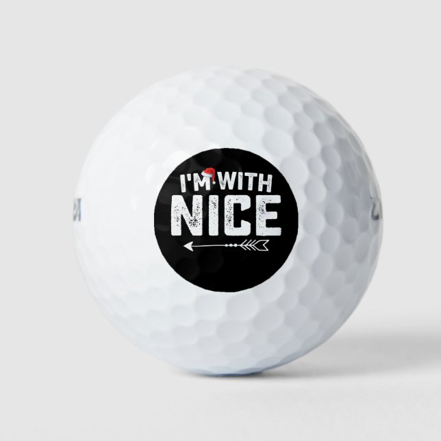 I'm With Nice Matching Christmas Couples Family Golf Balls (Front)
