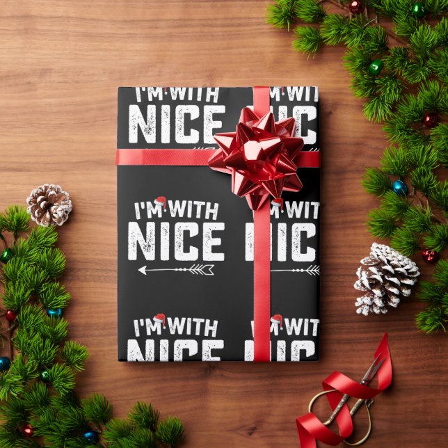 I'm With Nice Matching Christmas Couples Family Wrapping Paper (Holiday Gift)