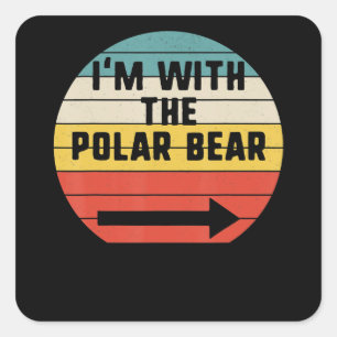 Im With Polar Bear Halloween Animal Lover Square Sticker