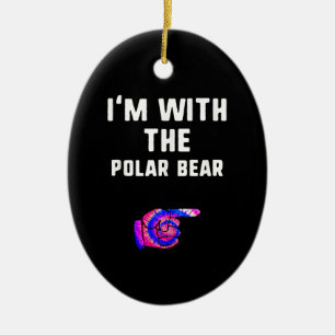 Im With Polar Bear Tie Dye Halloween Couple Ceramic Ornament